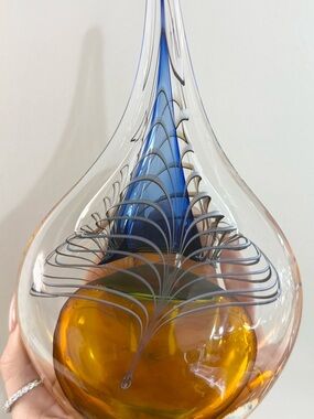ADAM JABLONSKI Signed Large Art Glass Teardrop Sculpture Paper Weight